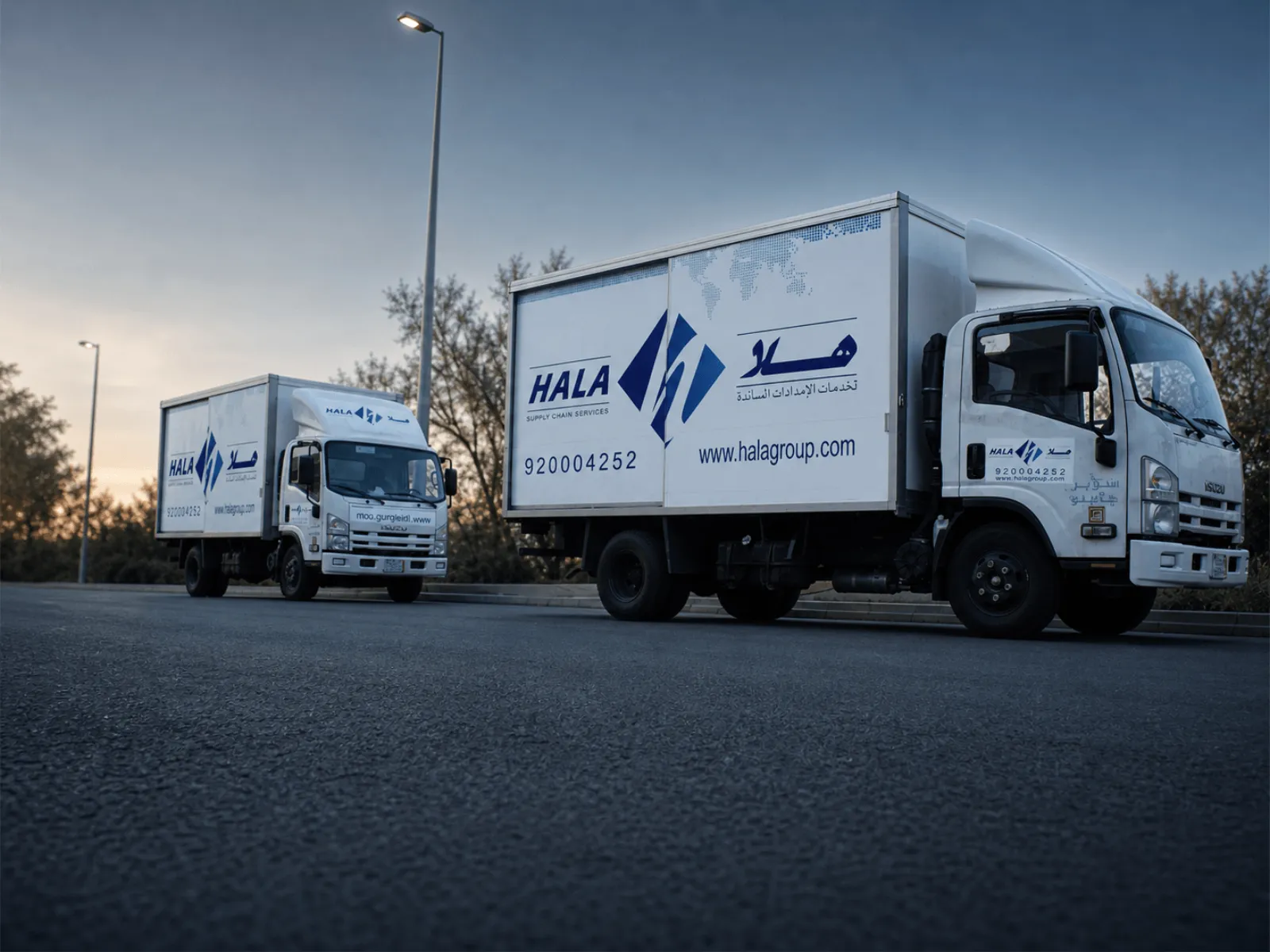 HALA transport trucks positioned for regional delivery operations
