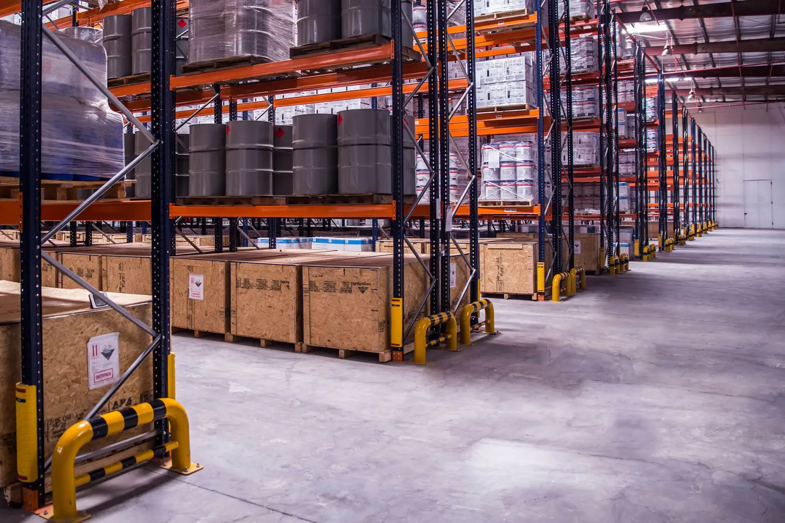 Organised warehouse storage with pallet racking and industrial inventory